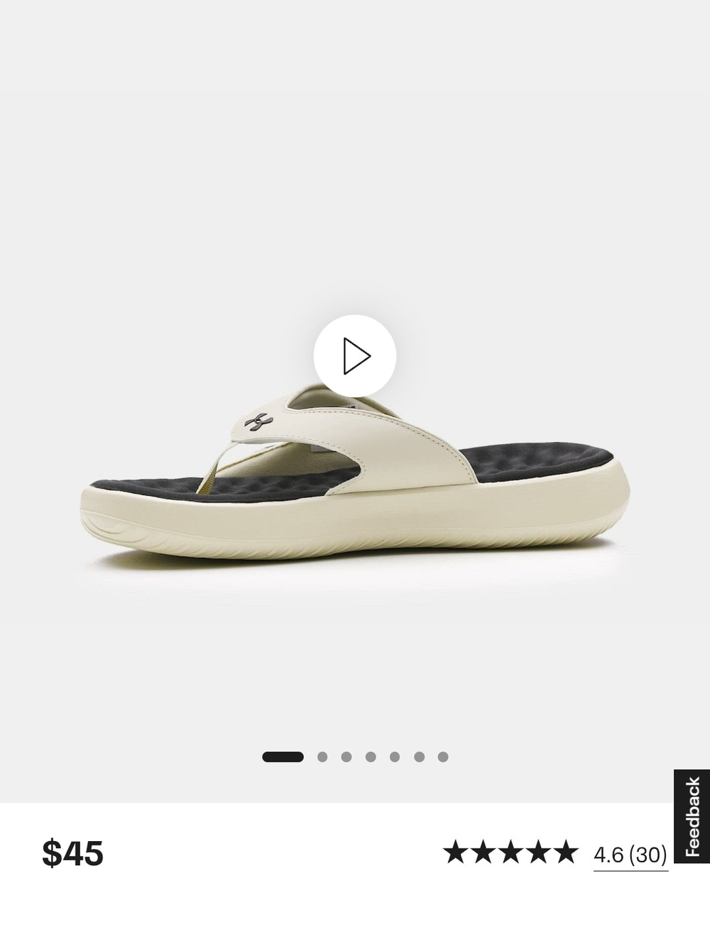 Comfort Foam Flip Flop Sandal in Cream and Black Size 9